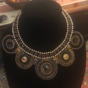 Stephan & co black gold silver statement necklace